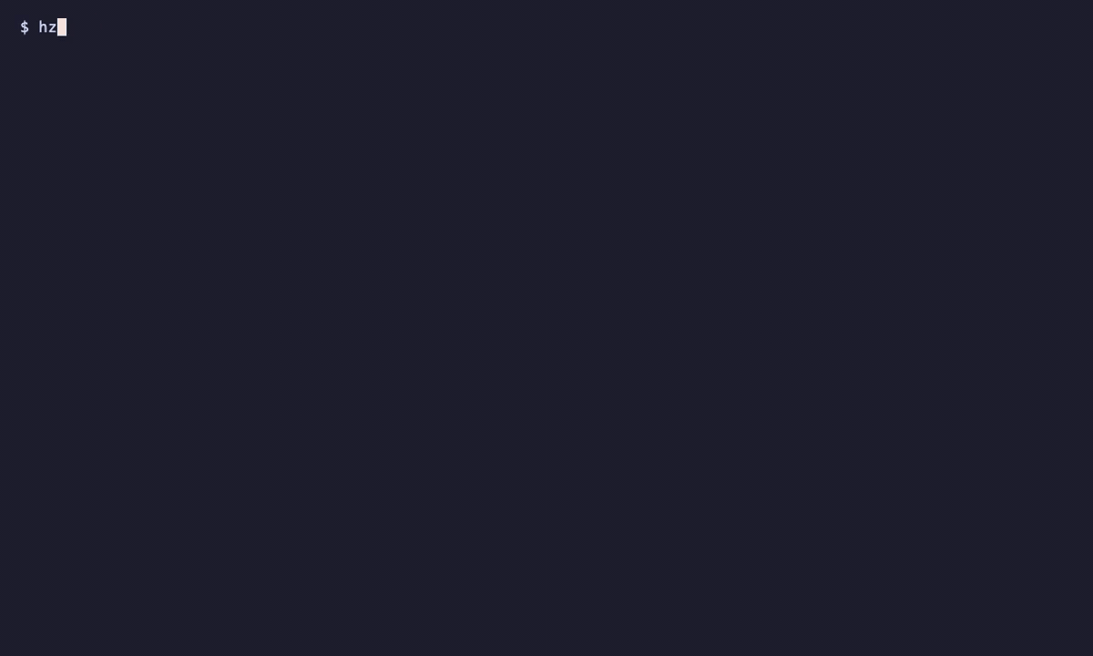 atlassian in the terminal: a terminal running <code>hz atlassian --help</code>